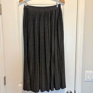 Black Glittery Pleated Skirt